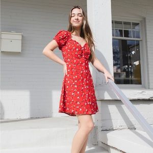 Red floral dress